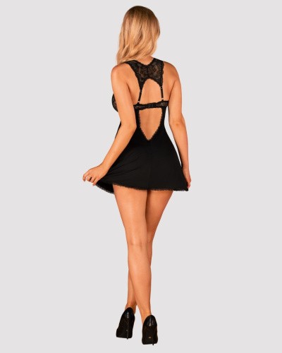 Obsessive Donna Dream babydoll - сексуальная сорочка с кружевом и стринги, XS/S (чёрный)